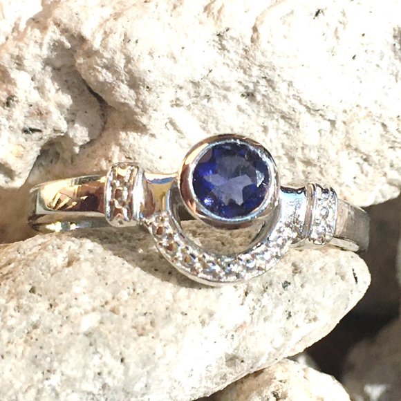 Natural Iolite Sterling Silver Ring Size 7 Genuine Gemstone - Picture 14 of 16